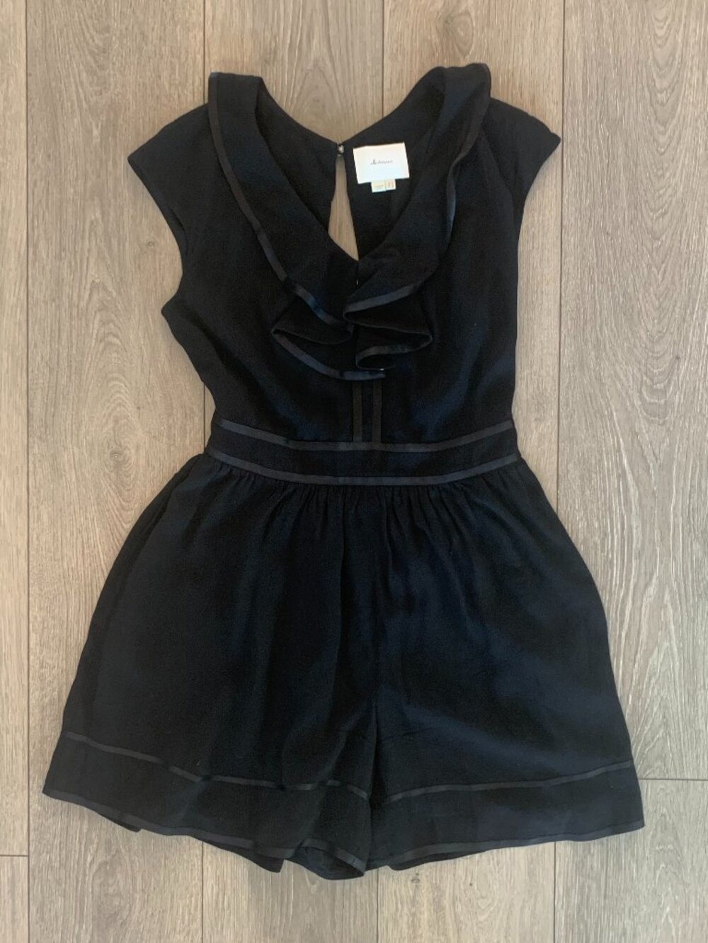 Anthropologie Elevenses Dressy Black Romper Jumpsuit Size 4 EUC